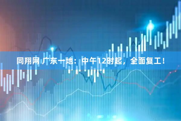 同翔网 广东一地：中午12时起，全面复工！